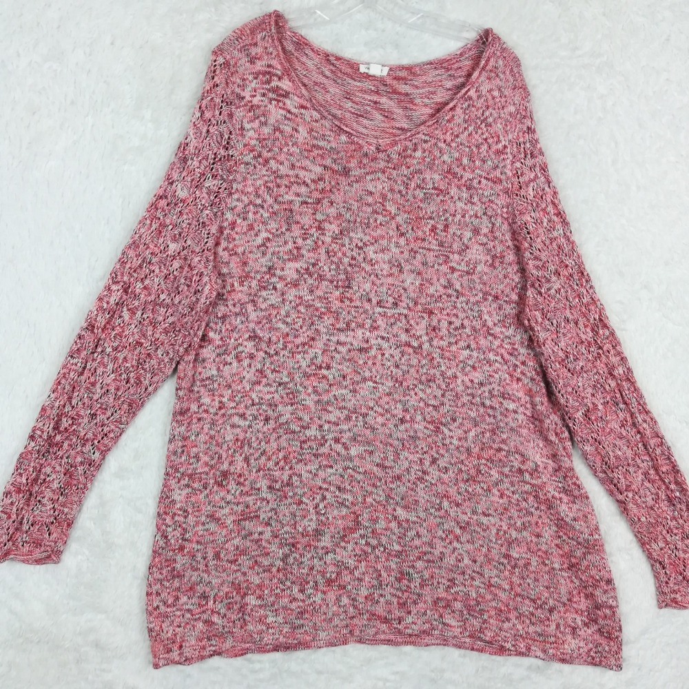 Westport Womens Sweater‎ Knit Pullover Purple Salmon Heather Long Sleeve Plus 3X